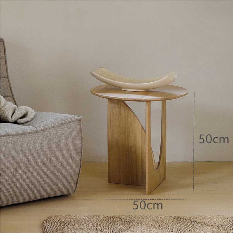 Round Solid Wood Side Table Geometric Designer Corner Table Black Beds