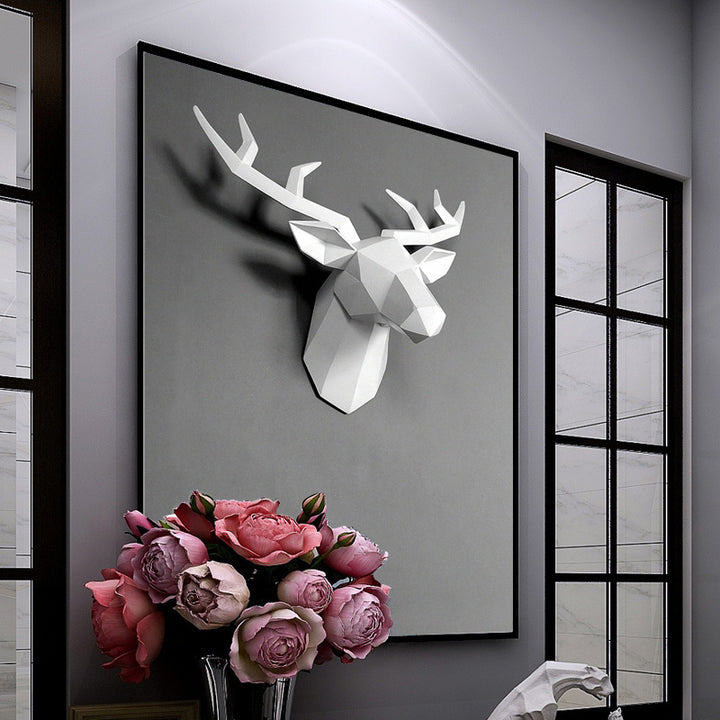 Family statue decoration accessories 34x28x14cm vintage antelope head sculpture abstract room wall decoration resin deer head statue